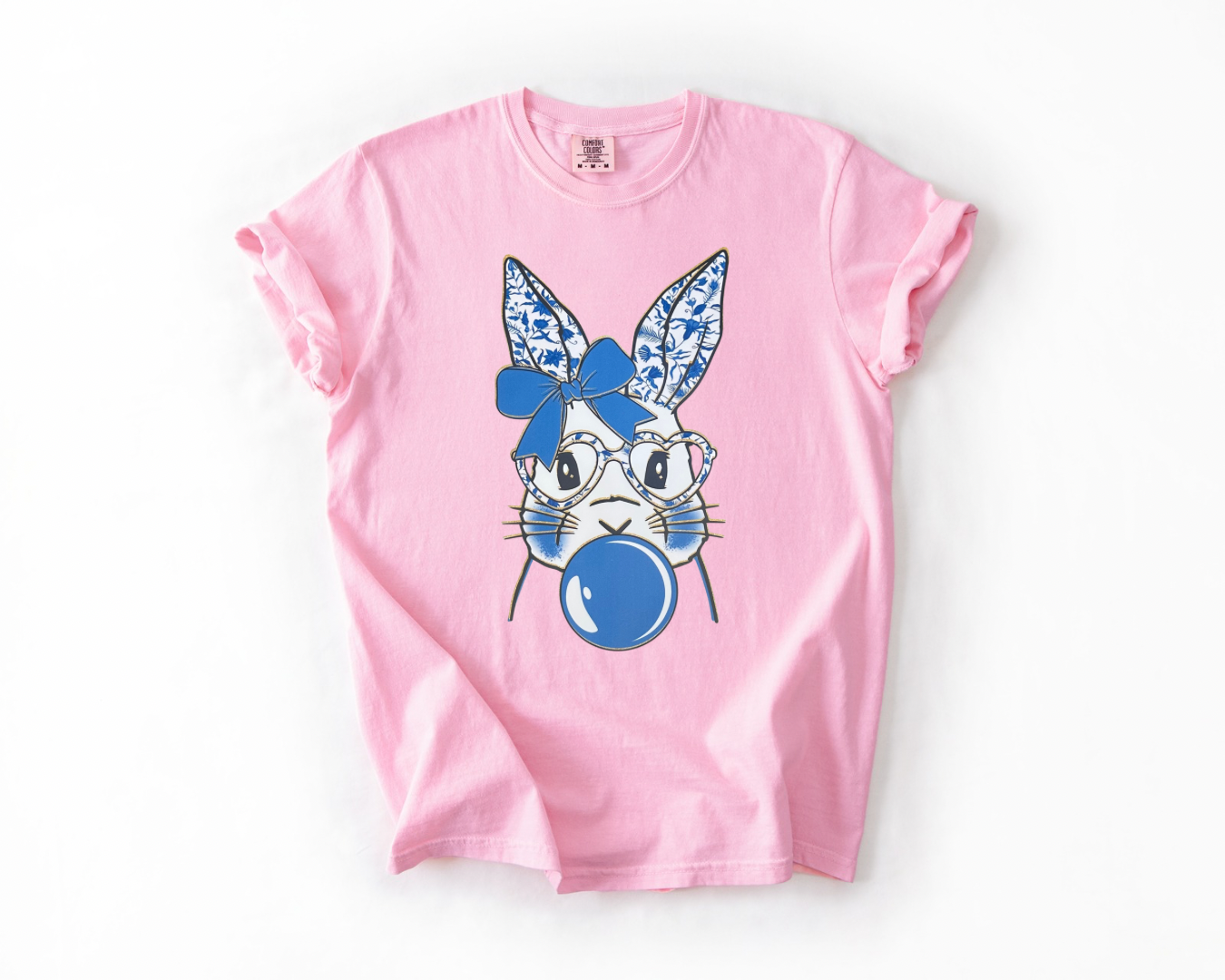 Glitter Blue Floral Easter Bunny