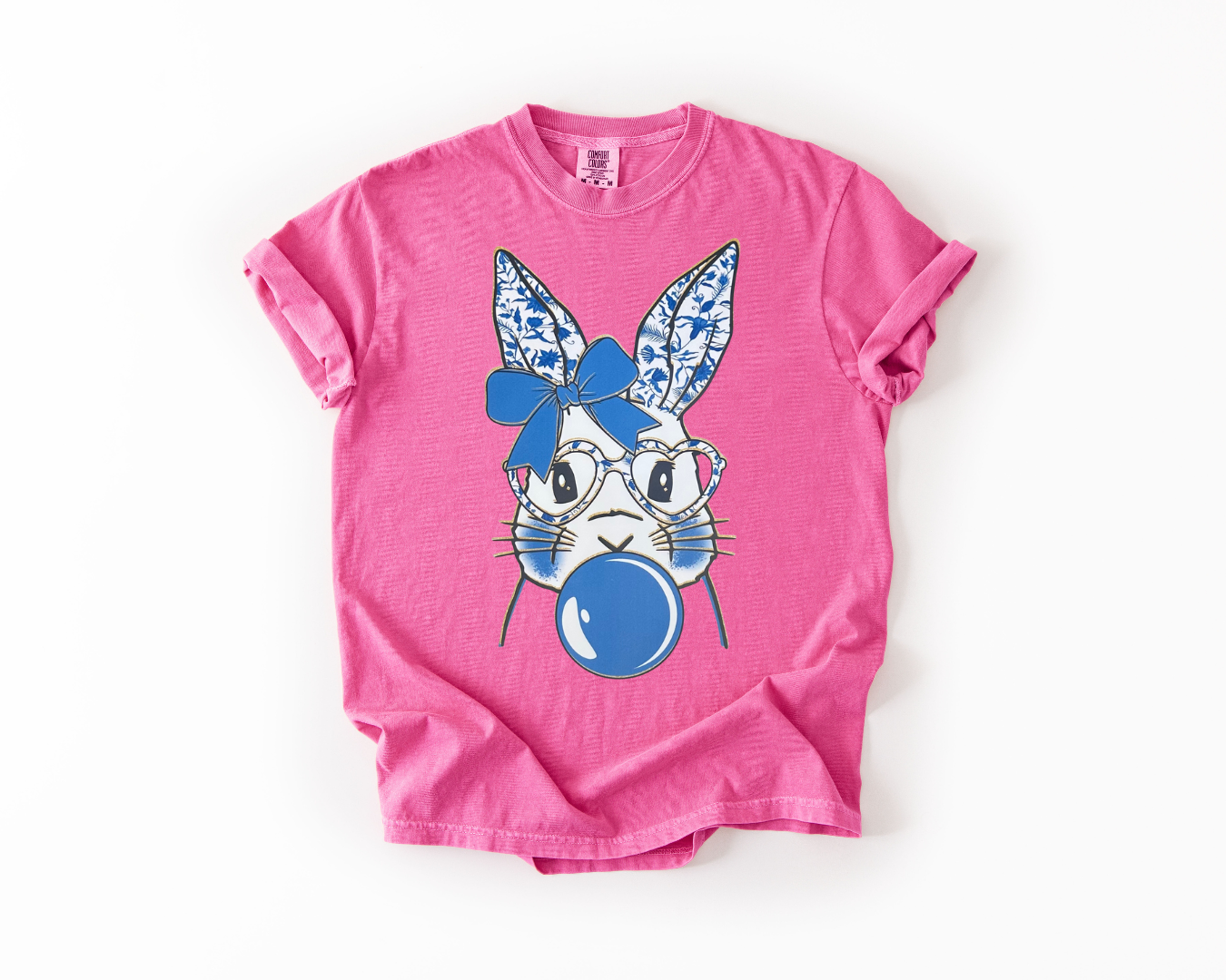 Glitter Blue Floral Easter Bunny