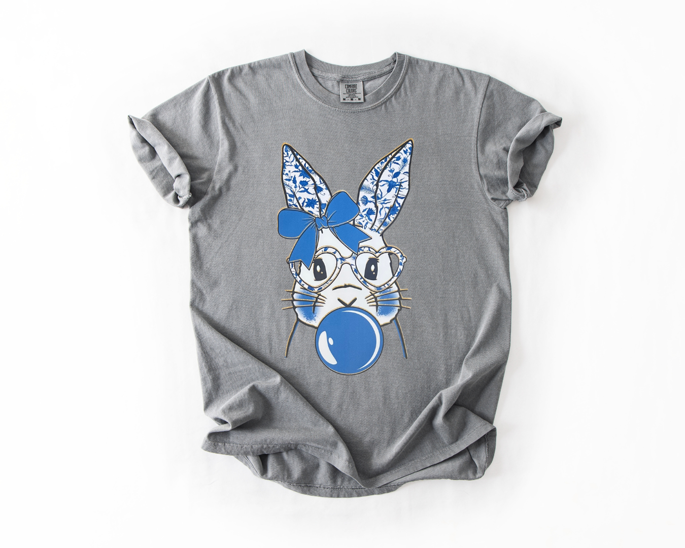 Glitter Blue Floral Easter Bunny