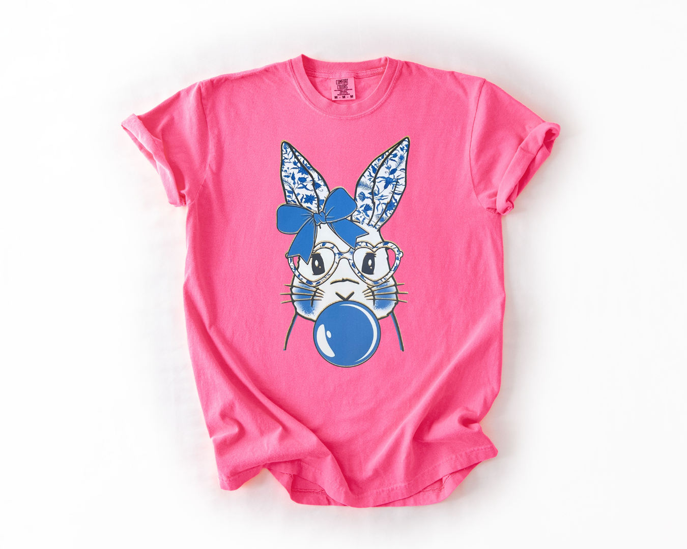 Glitter Blue Floral Easter Bunny