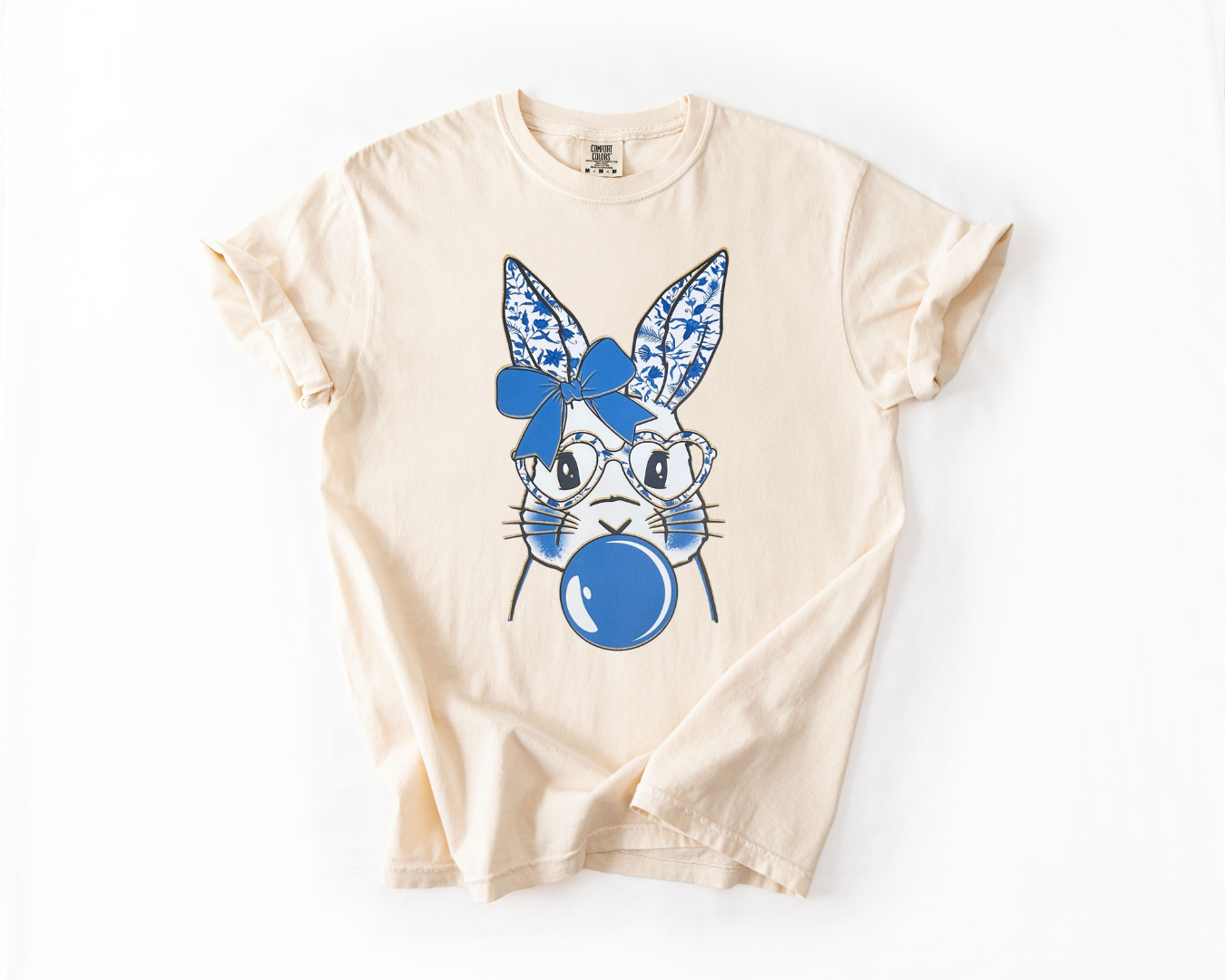 Glitter Blue Floral Easter Bunny