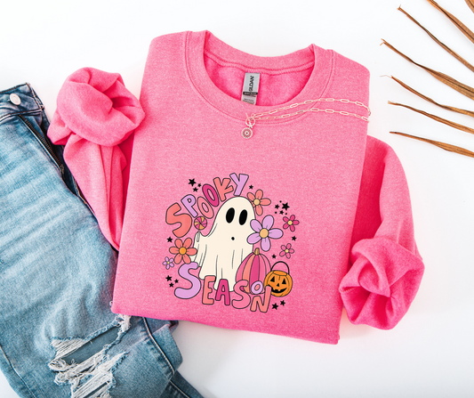 Spooky Season Pink Ghost with Pumpkins Halloween